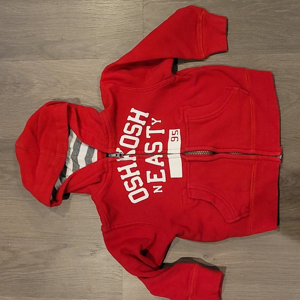 Oshkosh Red Zip-up Sweatshirt 3T